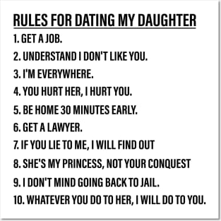 Rules for Dating My Daughter Funny Dad Daughter Saying Quote Posters and Art